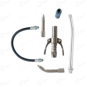 Hydraulic Double Hand Grease Coupler, With Steel And Rubber Grease Pipe Grease Adaptor With Bend & Straight Grease Nipple, Compatible with All Grease Guns 1/8 inch
